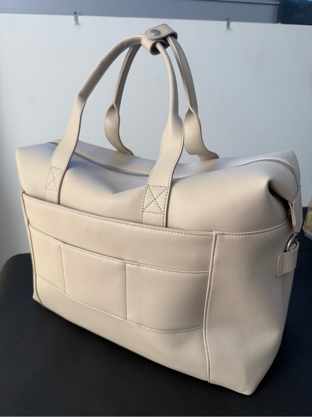 Monos Metro Duffel + Folio Kit Ivory Vegan Leather Travel Bag - Picture 7 of 16